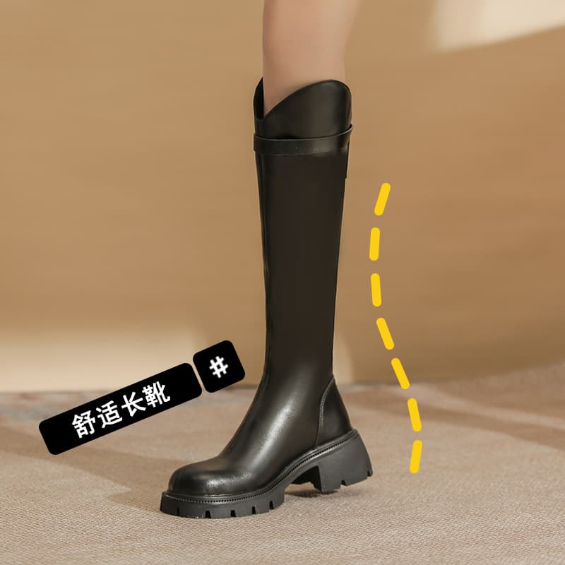 ブーツ 厚底ストレッチロングブーツ