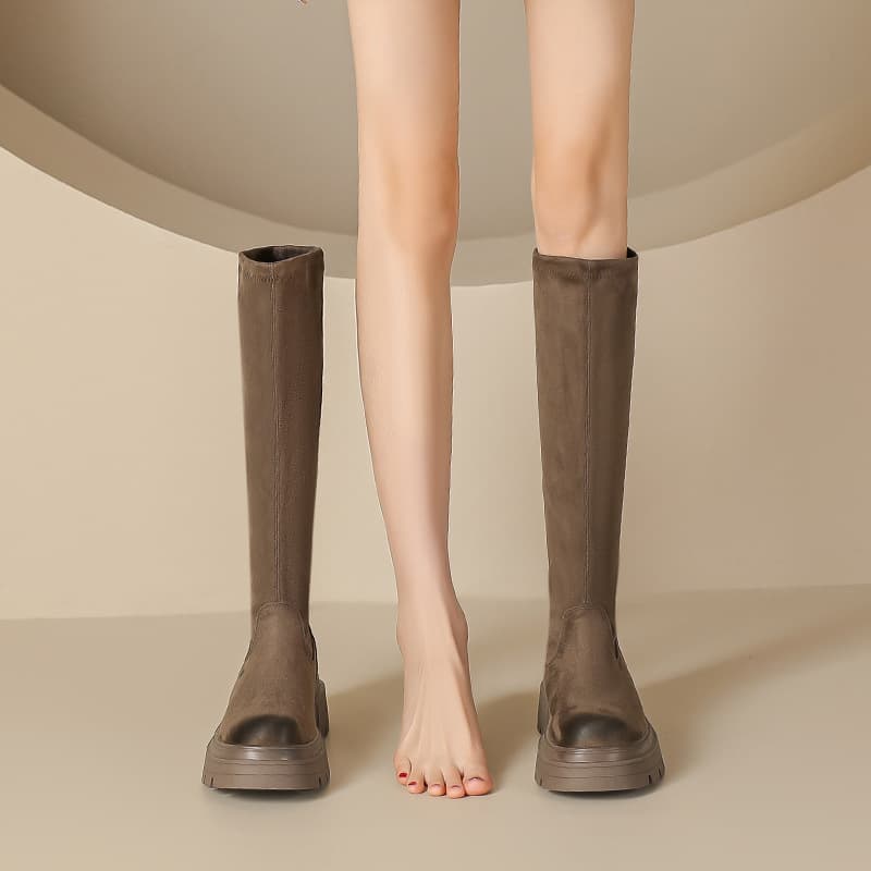ブーツ ロング 厚底ストレッチロングブーツ