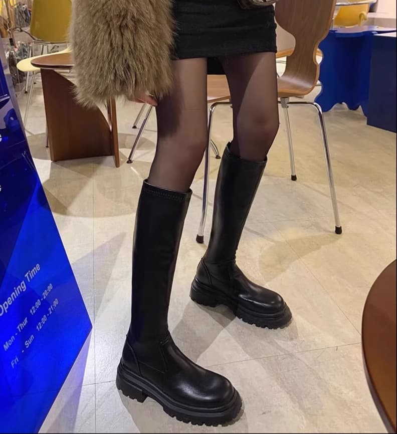 ブーツ ロング スクエアトゥ ロングブーツ