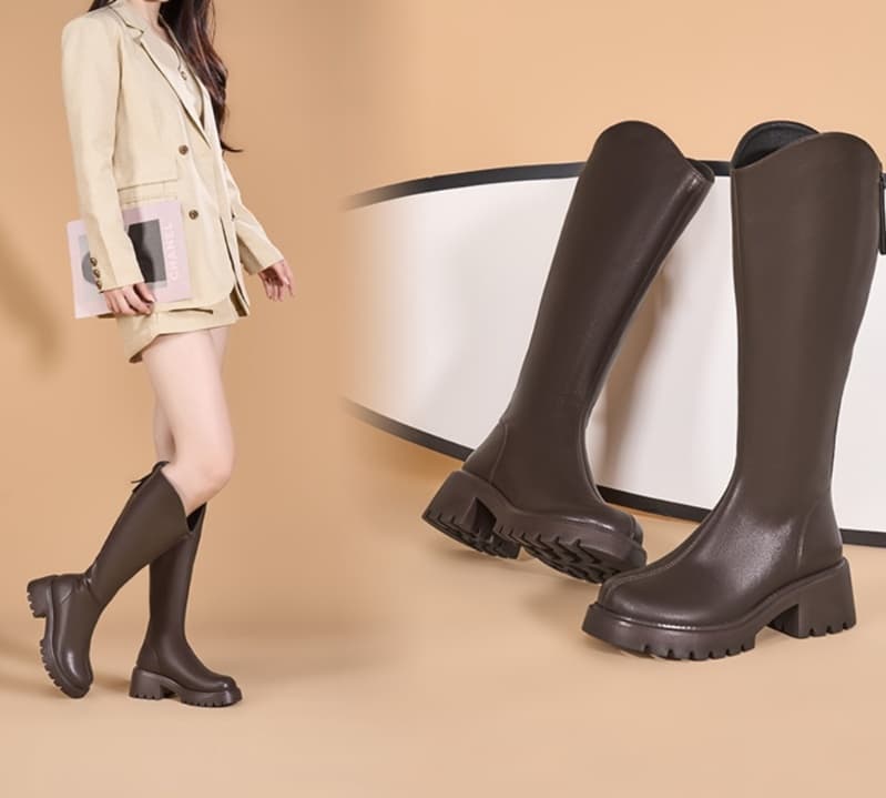 ブーツ スタイリッシュ厚底ロングブーツ