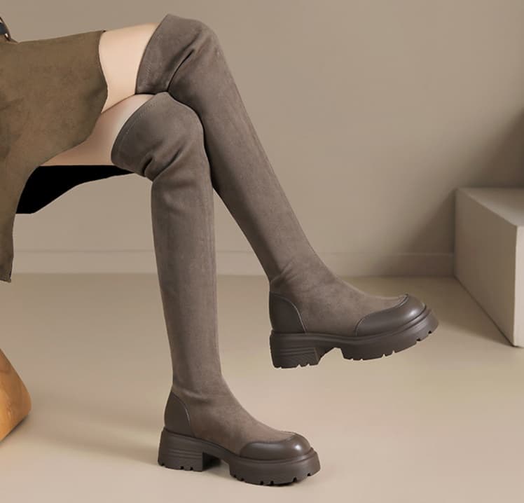 ブーツ ストレッチ素材美脚ニーハイブーツ