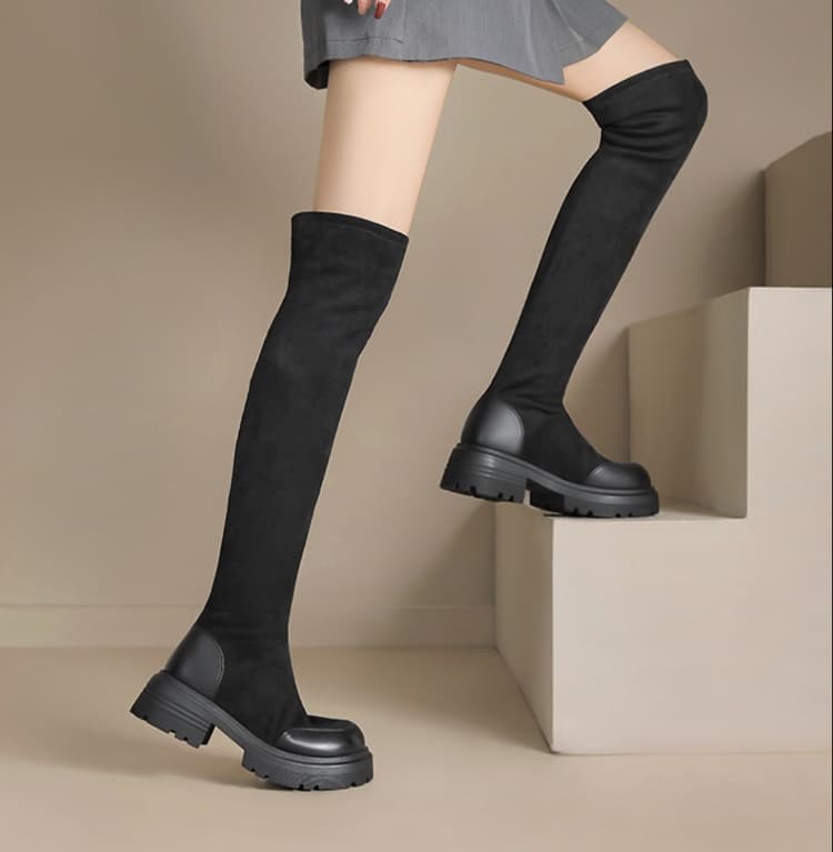 ブーツ ストレッチ素材美脚ニーハイブーツ
