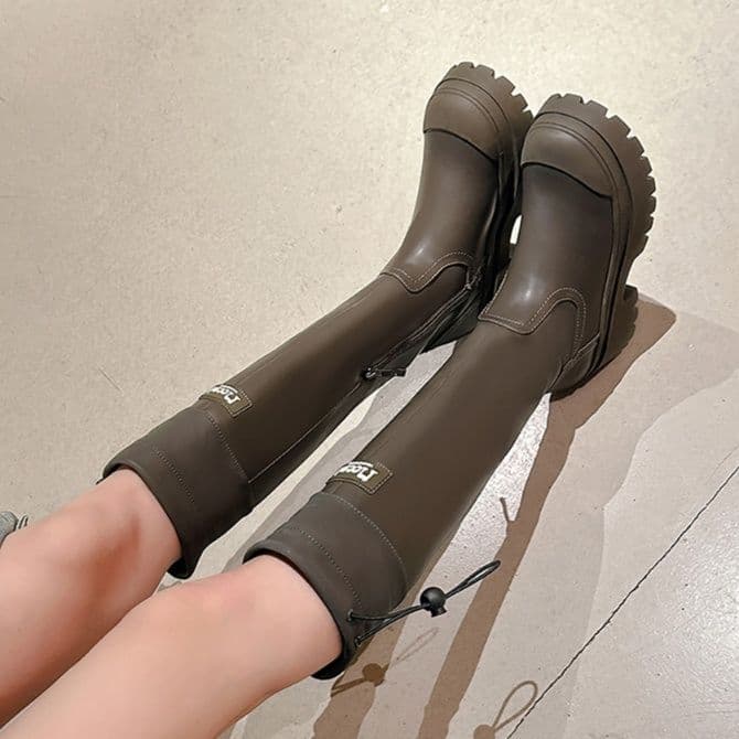 ブーツ バイカラー防水ロングブーツ