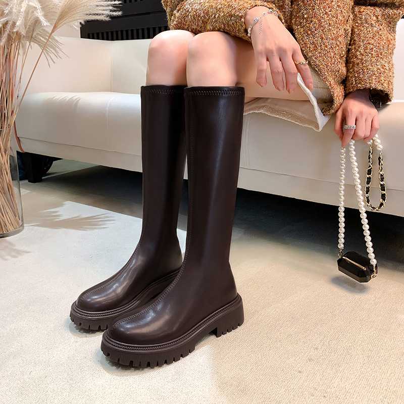 ブーツ ロング 厚底ストレッチロングブーツ