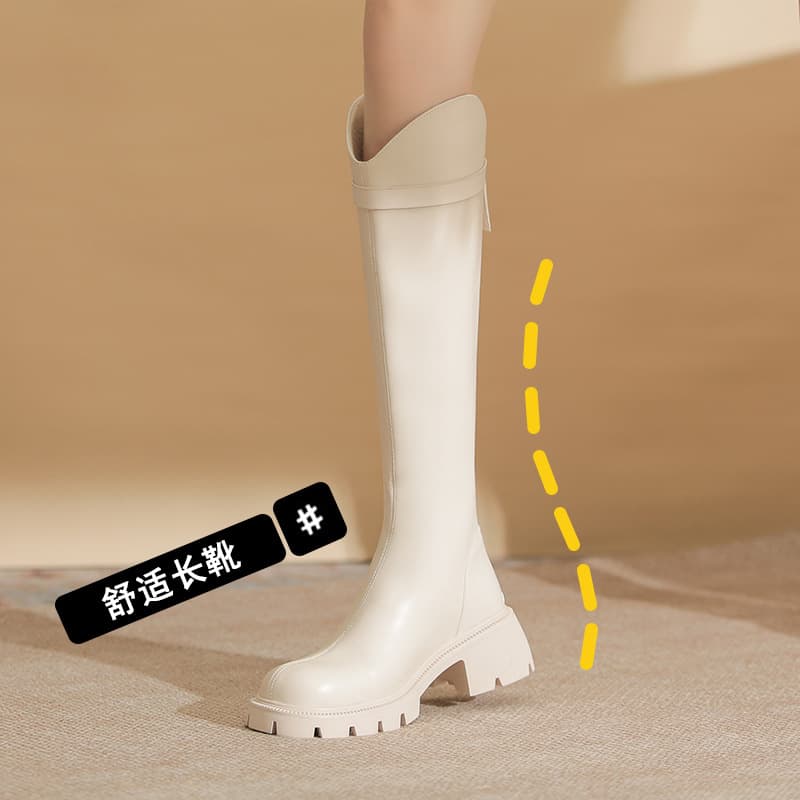 ブーツ 厚底ストレッチロングブーツ