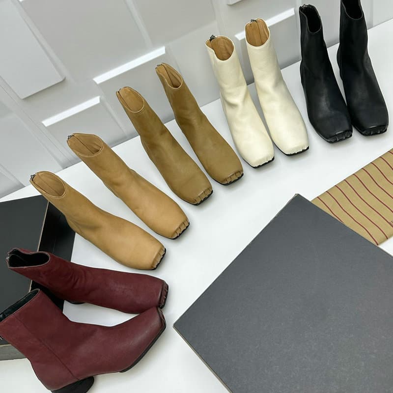 ブーツ 洗練角形つま先 ショートブーツ