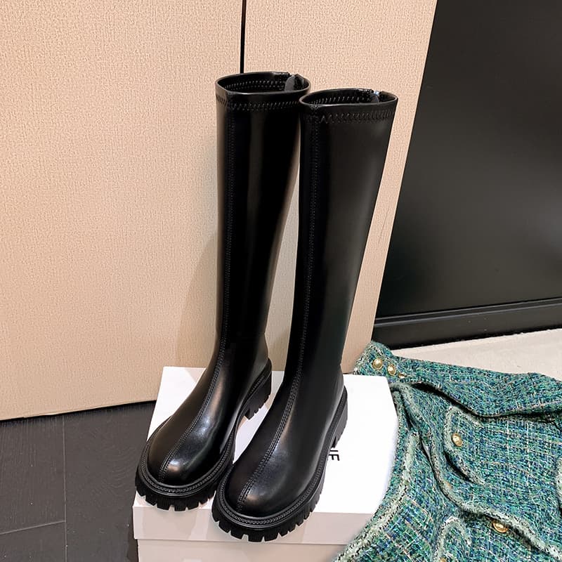 ブーツ ロング 厚底ストレッチロングブーツ