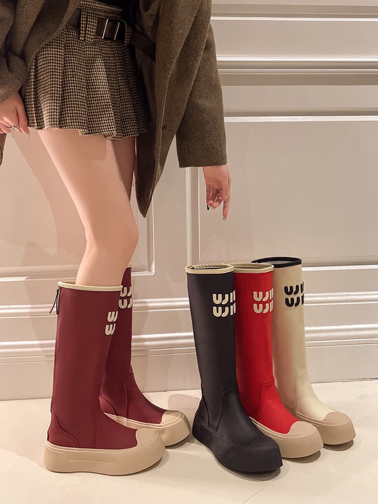 ブーツ おしゃれ防水ロングブーツ