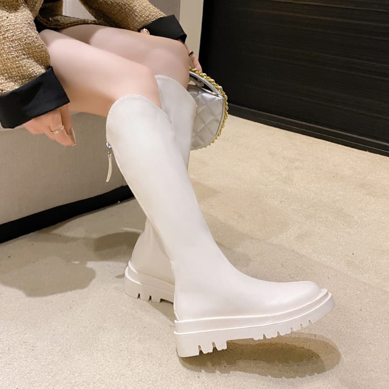 ブーツ 厚底ミドルヒートゥルーノースロングブーツ