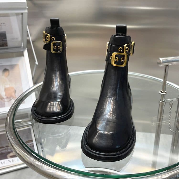 ブーツ 上質バックルチェルシーブーツ
