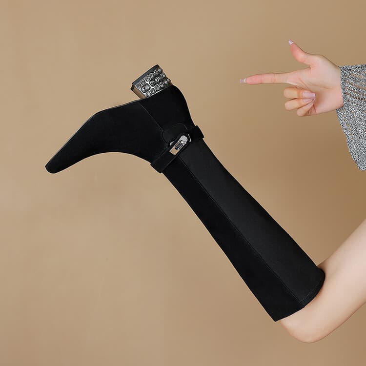 ブーツ キラめきヒール ストレッチロングブーツ