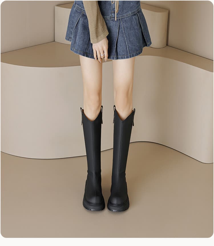 ブーツ すっきりシルエットジッパーロングブーツ