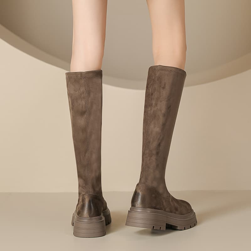 ブーツ ロング 厚底ストレッチロングブーツ