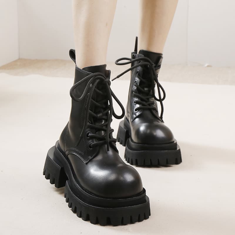 ブーツ 厚底ショートコンバットブーツ