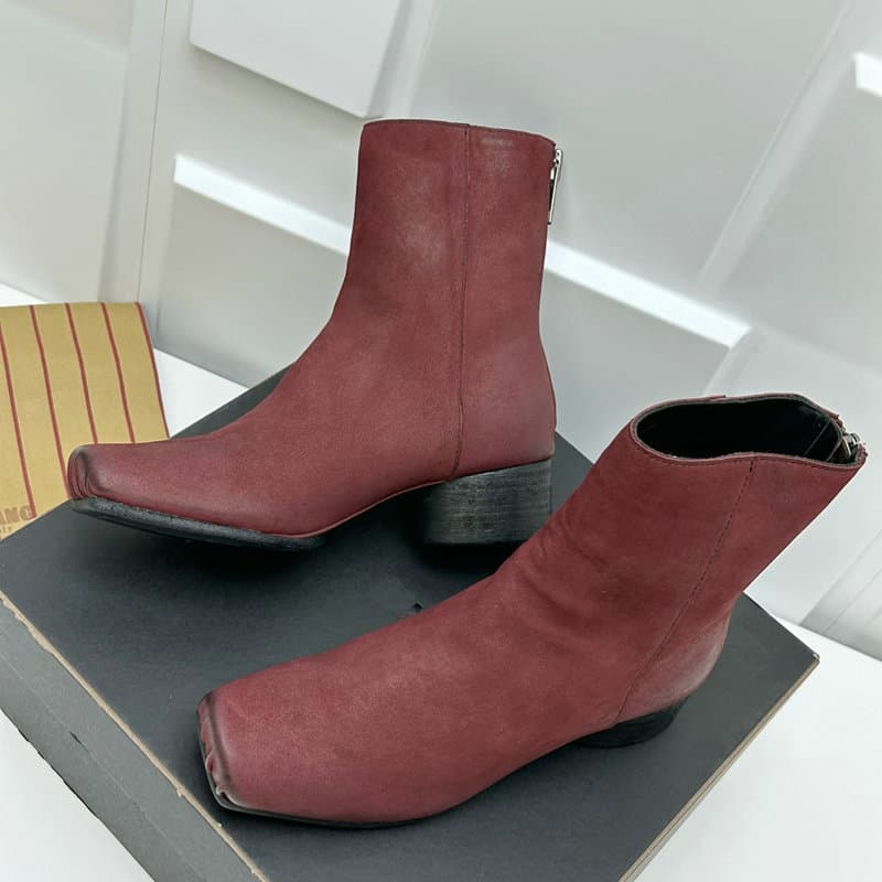 ブーツ 洗練角形つま先 ショートブーツ