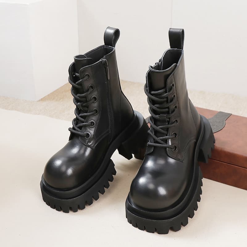 ブーツ 厚底ショートコンバットブーツ