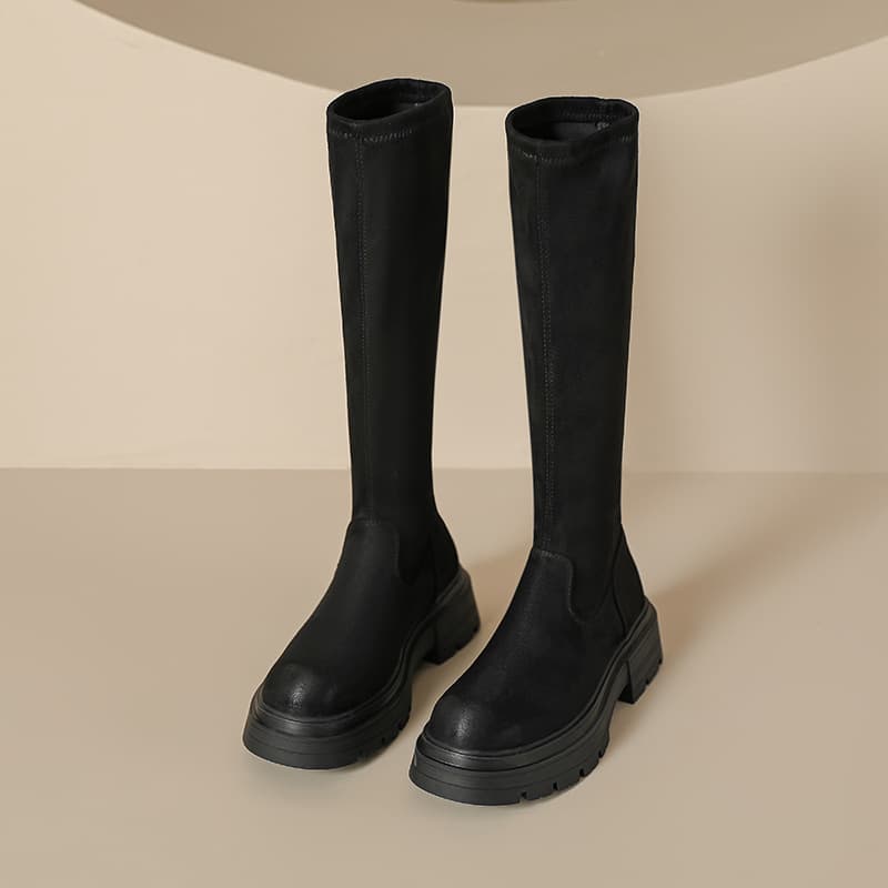 ブーツ ロング 厚底ストレッチロングブーツ