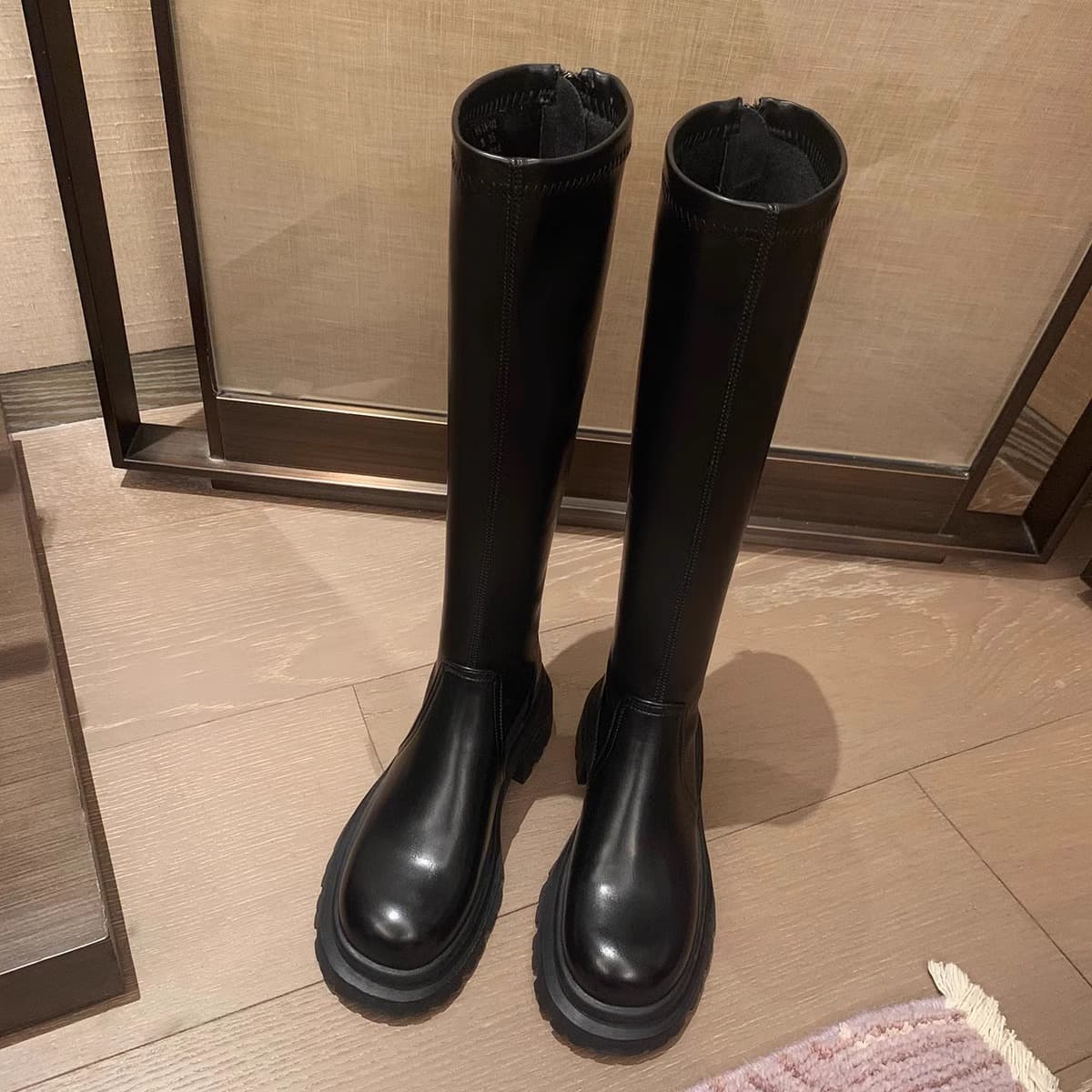 ブーツ ロング スクエアトゥ ロングブーツ
