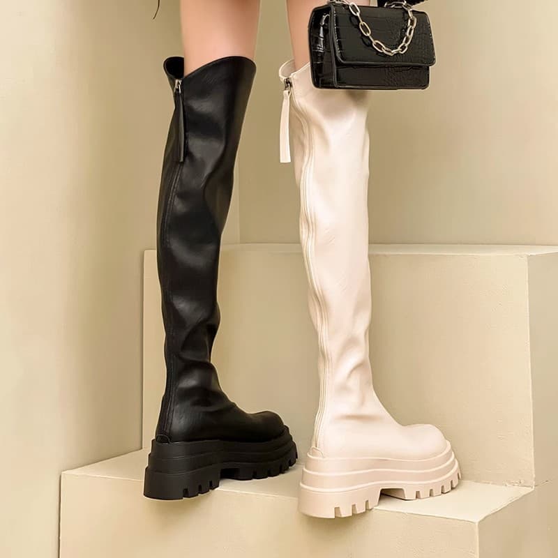 ブーツ ニーハイ 厚底ストレッチニーハイブーツ