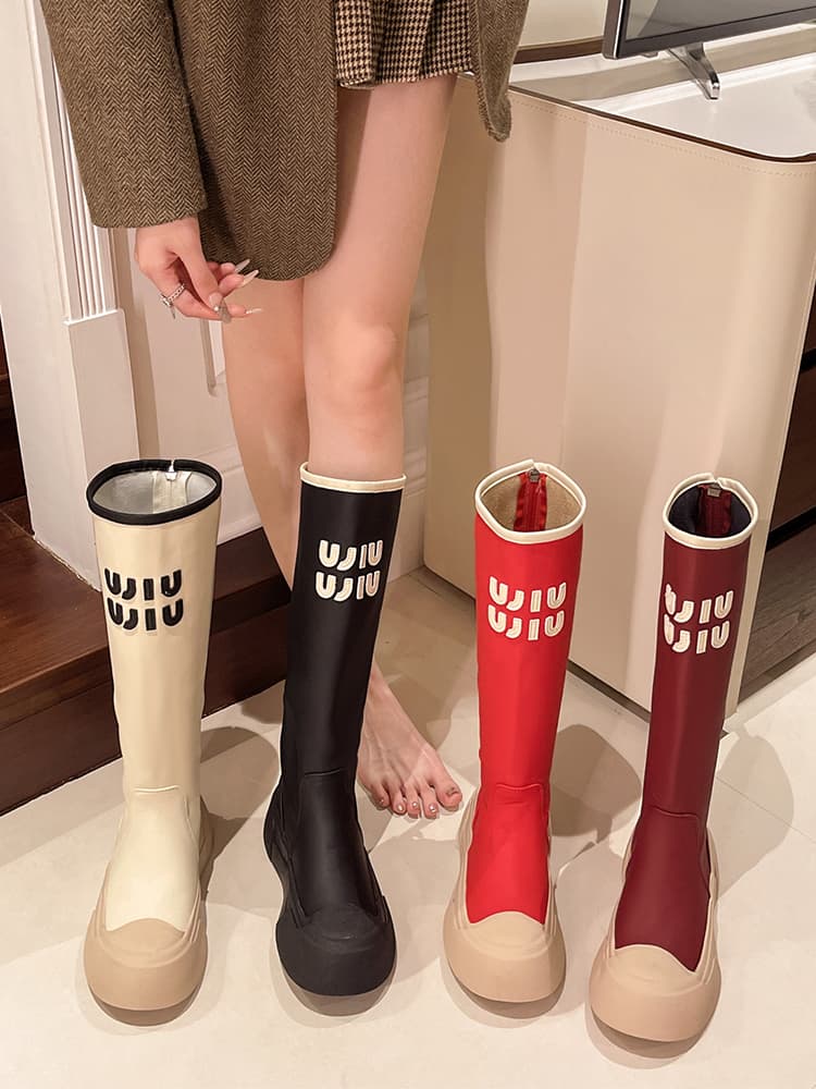 ブーツ おしゃれ防水ロングブーツ