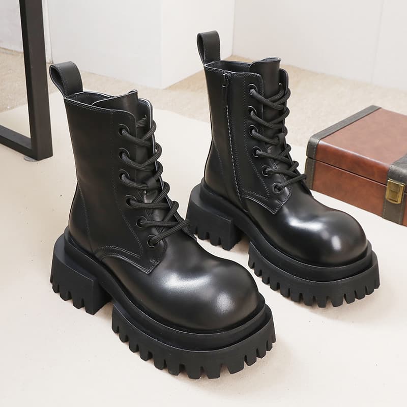 ブーツ 厚底ショートコンバットブーツ