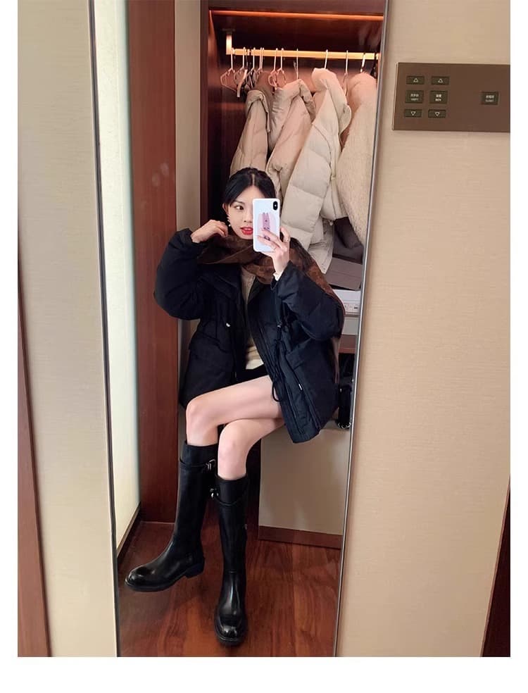 ブーツ ロング 飾りベルト付きクラシカルロングブーツ