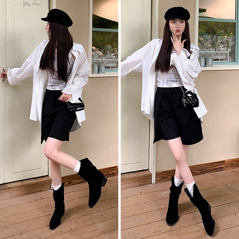 ブーツ くしゅくしゅショートウエスタンブーツ