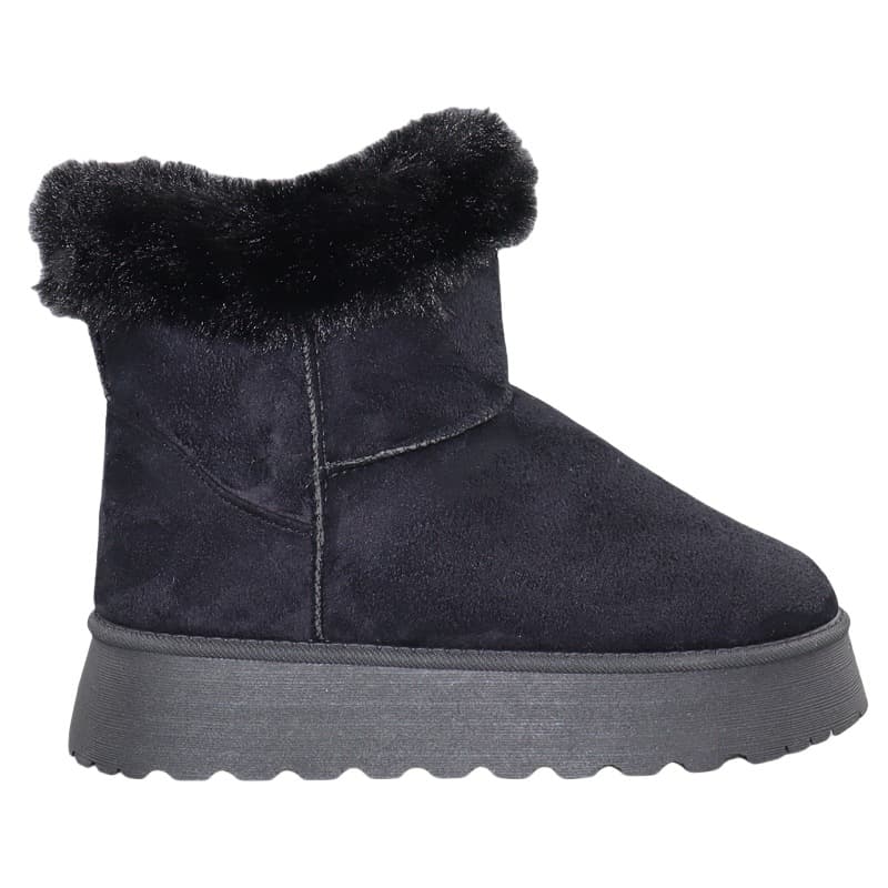 ブーツ ふわふわファー付きもこもこショートブーツ