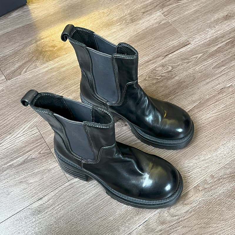 ブーツ サイドゴア厚底ショートブーツ